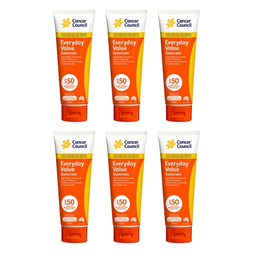 Cancer Council Everyday Value Sunscreen SPF 50+ 110mL Pack of 6