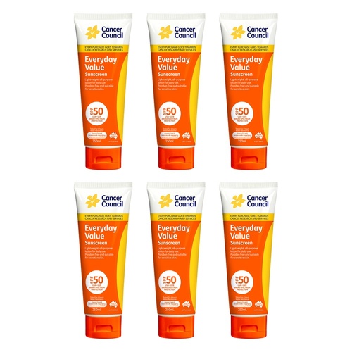 Cancer Council Everyday Value Sunscreen SPF 50 250mL Pack of 6