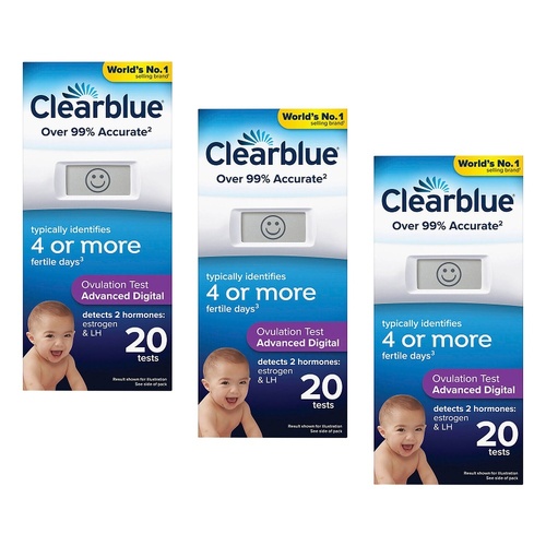 Clearblue Advanced Digital Ovulation Test 20 Pack Bundle of 3