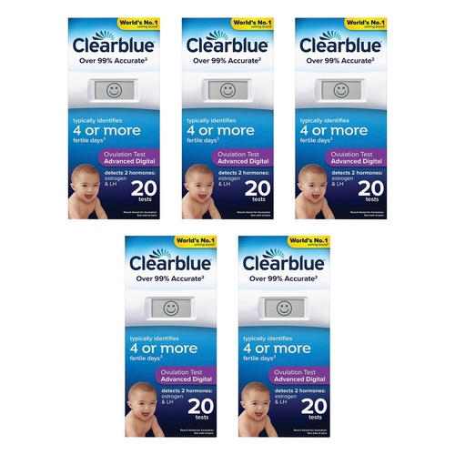 Clearblue Advanced Digital Ovulation Test 20 Pack Bundle of 5