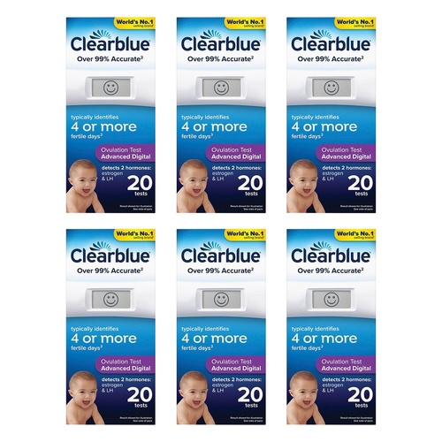 Clearblue Advanced Digital Ovulation Test 20 Pack Bundle of 6