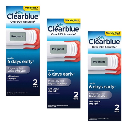 Clearblue Digital Ultra Early Pregnancy Test 2 Pack Bundle of 3
