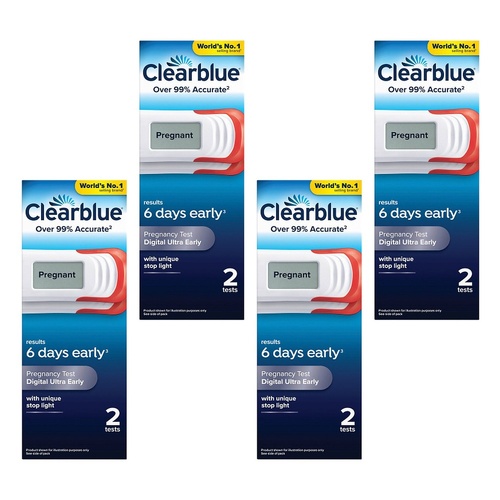 Clearblue Digital Ultra Early Pregnancy Test 2 Pack Bundle of 4
