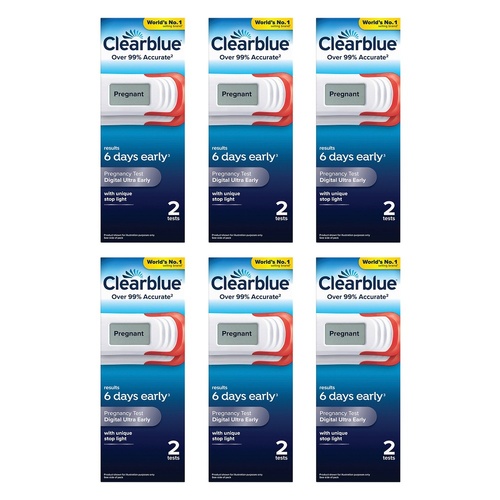 Clearblue Digital Ultra Early Pregnancy Test 2 Pack Bundle of 6
