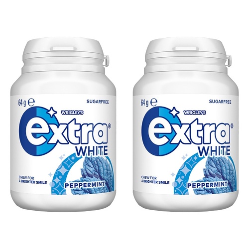 Extra White Peppermint Sugar Free Chewing Gum 64g x 6 Bundle of 2