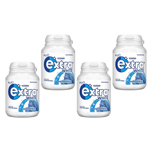 Extra White Peppermint Sugar Free Chewing Gum 64g x 6 Bundle of 4