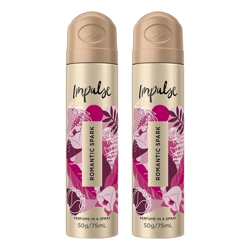 Impulse Body Spray Romantic Spark 75mL Pack of 2