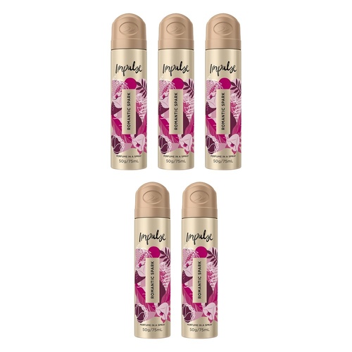 Impulse Body Spray Romantic Spark 75mL Pack of 5