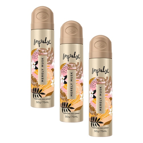 Impulse Body Spray Merely Musk 75mL Pack of 3