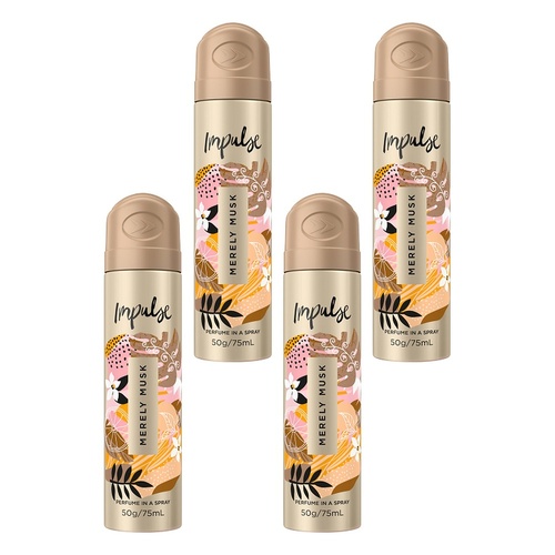 Impulse Body Spray Merely Musk 75mL Pack of 4
