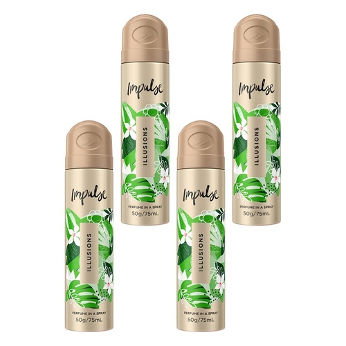 Impulse Body Spray Illusions 75mL Pack of 4