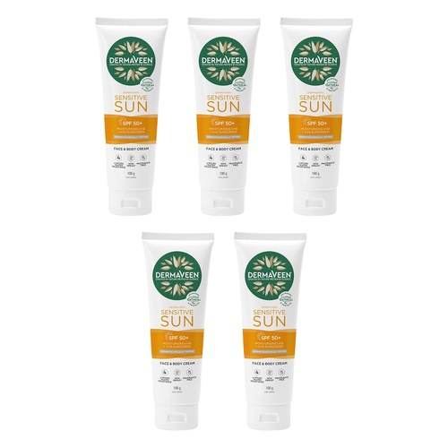 DermaVeen Sensitive Sun SPF 50+ Face & Body Cream 100g Pack of 5