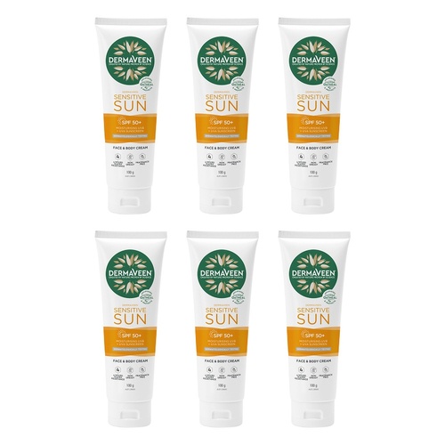 DermaVeen Sensitive Sun SPF 50+ Face & Body Cream 100g Pack of 6