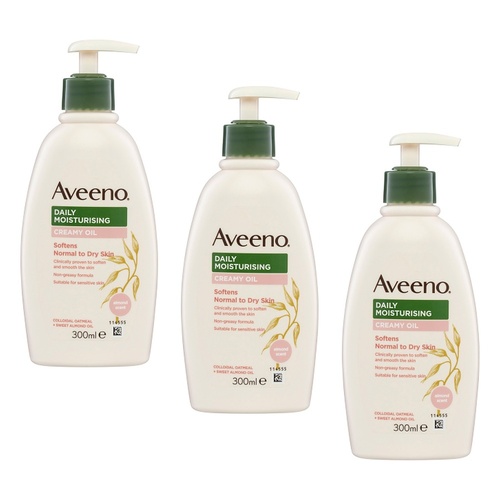 Aveeno Daily Moisturising Creamy Oil Almond Scented 300mL Pack of 3
