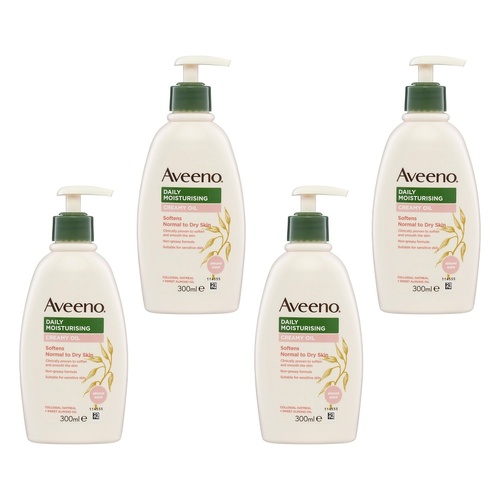Aveeno Daily Moisturising Creamy Oil Almond Scented 300mL Pack of 4