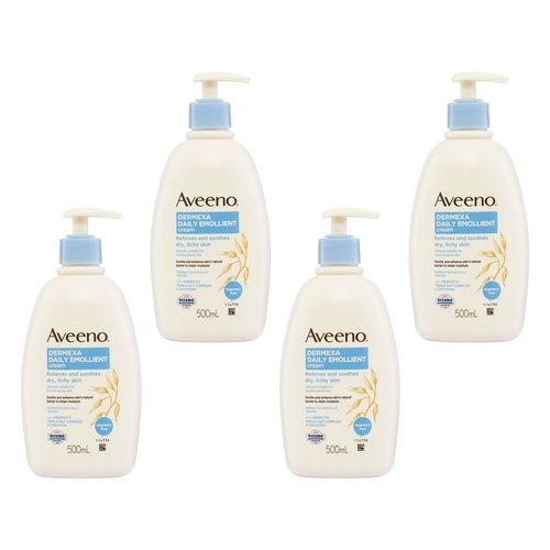 Aveeno Dermexa Daily Emollient Fragrance Free Body Cream 500mL Pack of 4