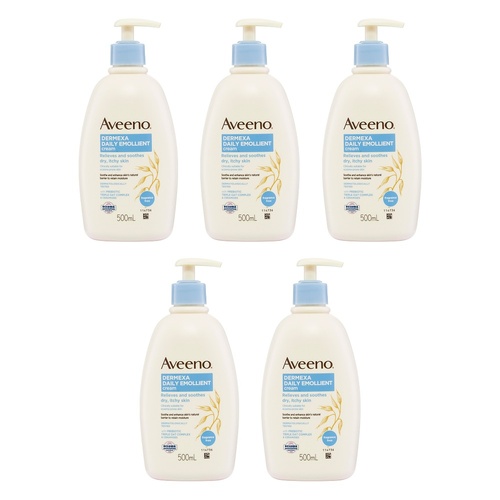 Aveeno Dermexa Daily Emollient Fragrance Free Body Cream 500mL Pack of 5
