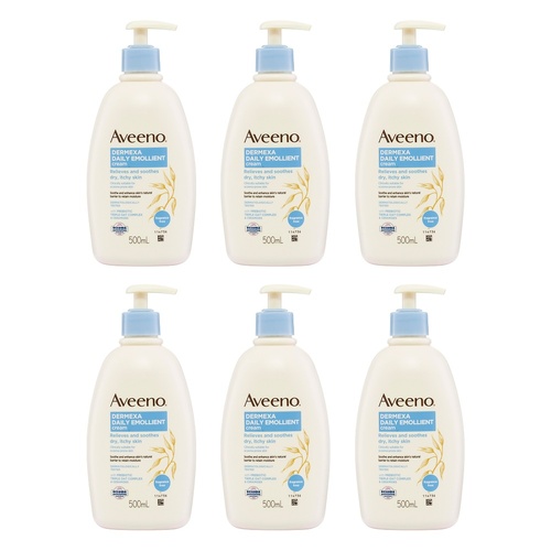 Aveeno Dermexa Daily Emollient Fragrance Free Body Cream 500mL Pack of 6