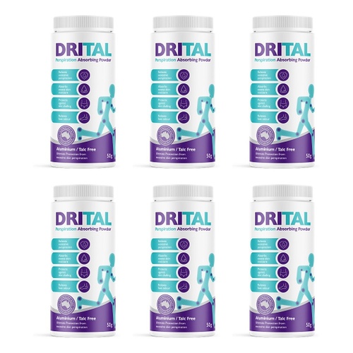 Drital Perspiration Absorbing Powder 50g Pack of 6