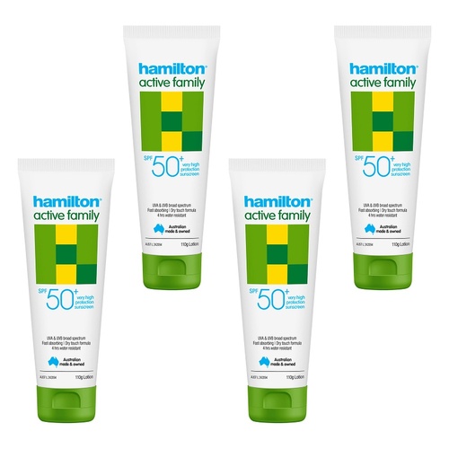 Hamilton Active Family Lotion SPF 50+ 110g Pack of 4