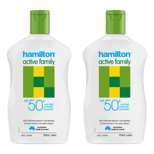 Hamilton Active Family Lotion SPF 50+ 250mL Pack of 2