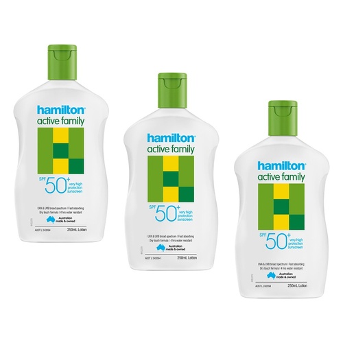 Hamilton Active Family Lotion SPF 50+ 250mL Pack of 3