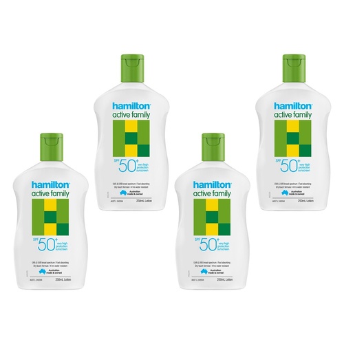 Hamilton Active Family Lotion SPF 50+ 250mL Pack of 4