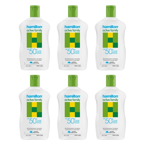 Hamilton Active Family Lotion SPF 50+ 250mL Pack of 6