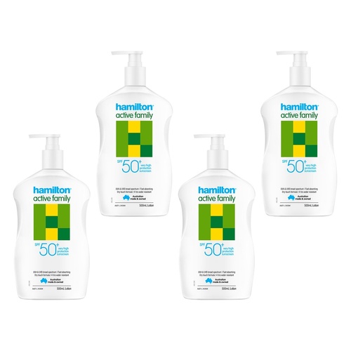 Hamilton Active Family Lotion SPF 50+ 500mL Pack of 4