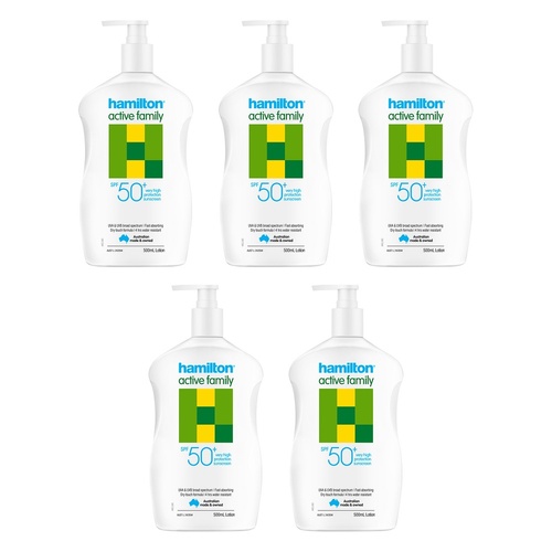 Hamilton Active Family Lotion SPF 50+ 500mL Pack of 5