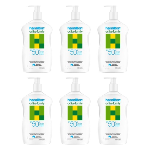 Hamilton Active Family Lotion SPF 50+ 500mL Pack of 6