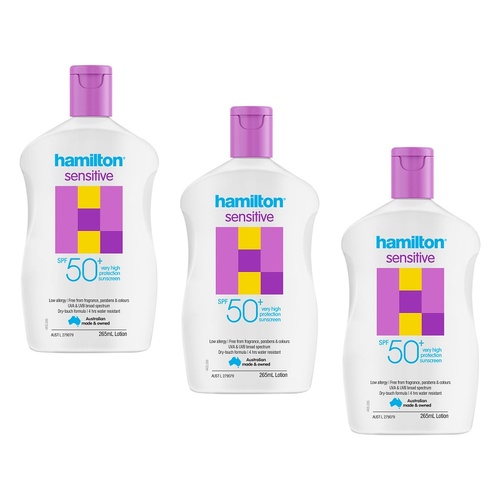 Hamilton Sensitive SPF50+ Lotion 265mL Pack of 3
