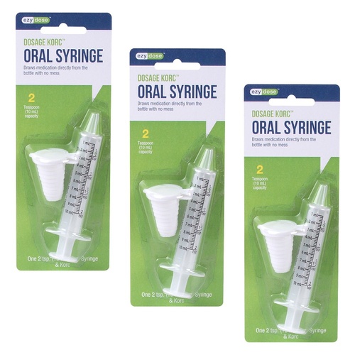 Ezy Dose Oral Syringe with Dosage Korc 10mL Pack of 3