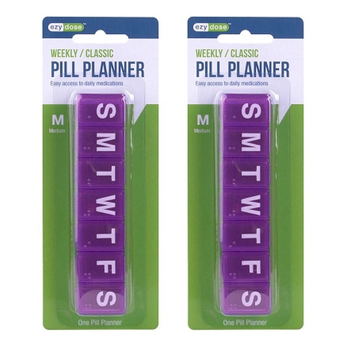 Ezy Dose 7 Day Pill Reminder Medium Pack of 2