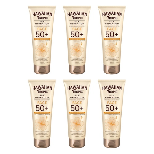 Hawaiian Tropic Silk Hydration Fragrance Free Face Sunscreen SPF50+ Pack of 6