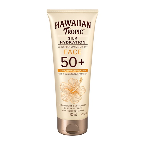 Hawaiian Tropic Silk Hydration Fragrance Free Face Sunscreen SPF50+ 100mL