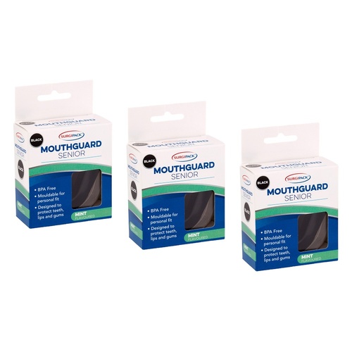 SurgiPack Mouthguard Senior Black Pack of 3