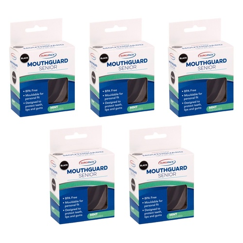 SurgiPack Mouthguard Senior Black Pack of 5