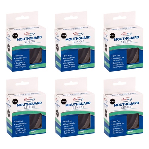 SurgiPack Mouthguard Senior Black Pack of 6