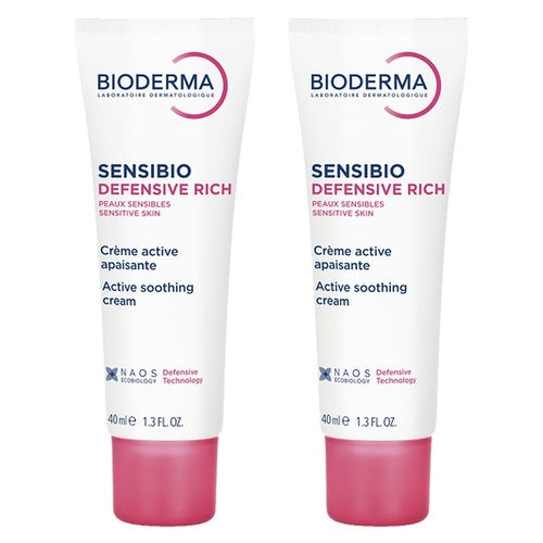 Bioderma Sensibio Ultra-Nourishing Defensive Rich Moisturiser 40mL Pack of 2