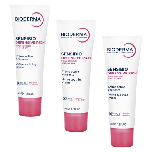 Bioderma Sensibio Ultra-Nourishing Defensive Rich Moisturiser 40mL Pack of 3
