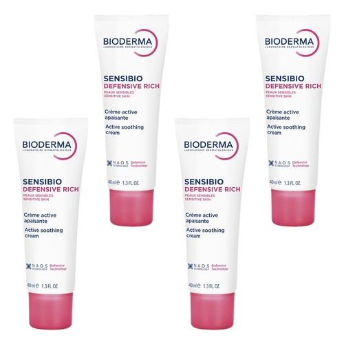 Bioderma Sensibio Ultra-Nourishing Defensive Rich Moisturiser 40mL Pack of 4