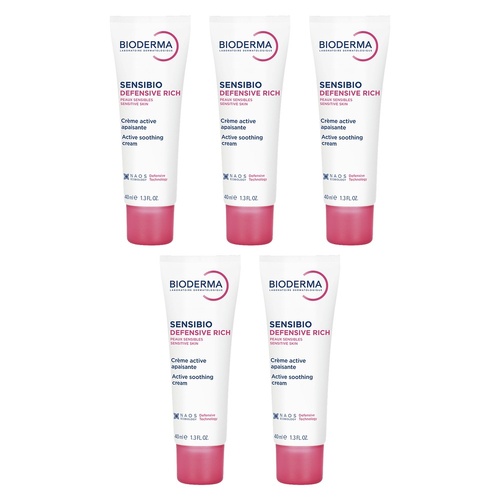 Bioderma Sensibio Ultra-Nourishing Defensive Rich Moisturiser 40mL Pack of 5