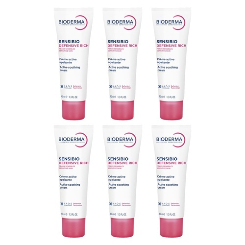 Bioderma Sensibio Ultra-Nourishing Defensive Rich Moisturiser 40mL Pack of 6