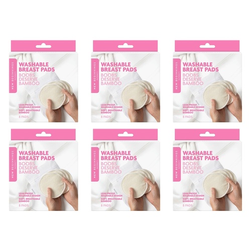 New Beginnings Washable Bamboo Nursing Pads 8 Pack Bundle of 6