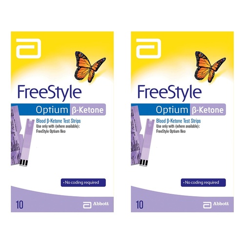 Abbott Freestyle Optium Ketone Strips 10 Pack Bundle of 2