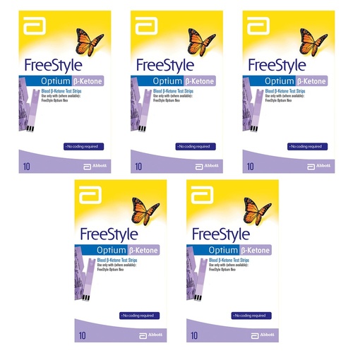 Abbott Freestyle Optium Ketone Strips 10 Pack Bundle of 5