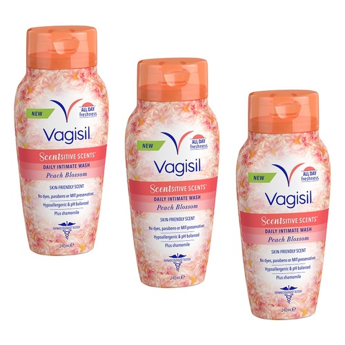 Vagisil Scentsitive Scents Peach Blossom Intimate Wash 240mL x 3 Bundle of 3