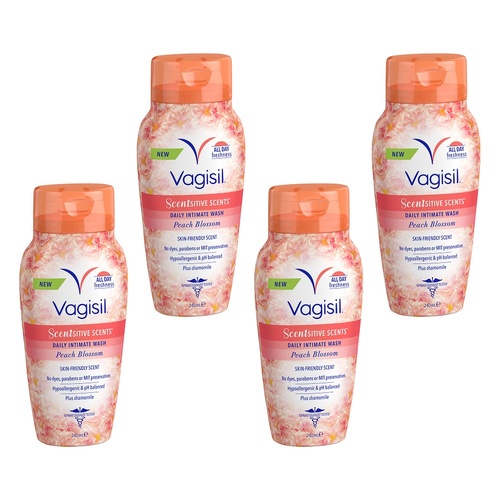 Vagisil Scentsitive Scents Peach Blossom Intimate Wash 240mL x 3 Bundle of 4