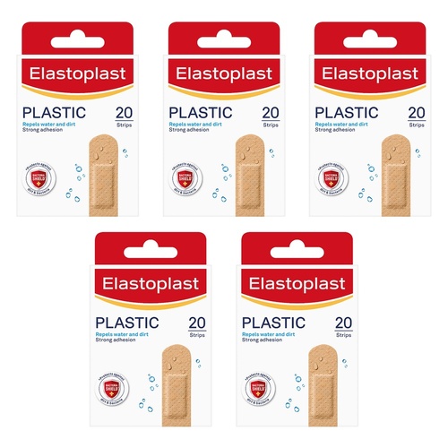 Elastoplast Plastic Strip Plasters 20 Pack Bundle of 5